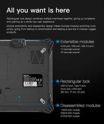 Niveau rocailleux de protection de la batterie IP65 d'IPS HDMI 860mAh de tablette d'Intel N5105