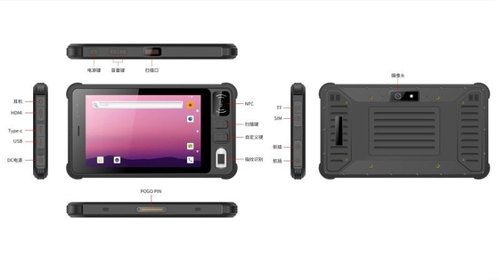 Affichage de 8 de pouce de Mini Rugged Android Tablet 2D lentes du scanner HDMI 1000