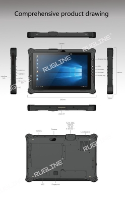 Tablette rocailleuse industrielle de RUGLINE Windows 10 avec NFC 1D/2D scanner