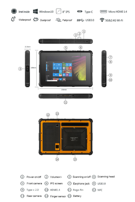IP67 8 écran lisible rocailleux du PC HD Sunglight de Tablette de pouce 800×1280